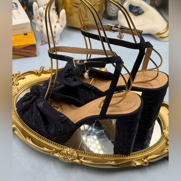 🆕 TED BAKER 🧿 NWOT MADDY Blue Floral Embroidered Bow Platform Sandals, Sz 6 - Picture 7 of 15